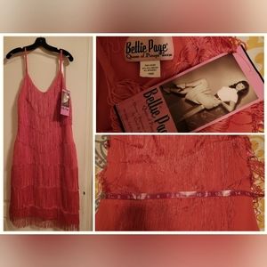 New with tags Bettie Page pink fringe dress